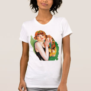 T-shirts Pin retro da menina do Flapper das mulheres 20s