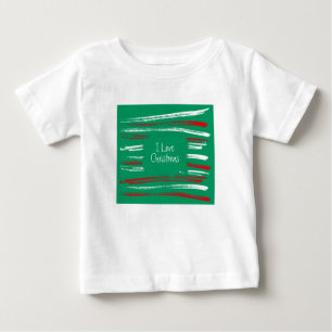 T-shirts Pincel de Natal Gira Verde Branca Longa Folga