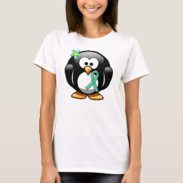 T-shirts Pinguim com Laço de Conscientização Verde Claro