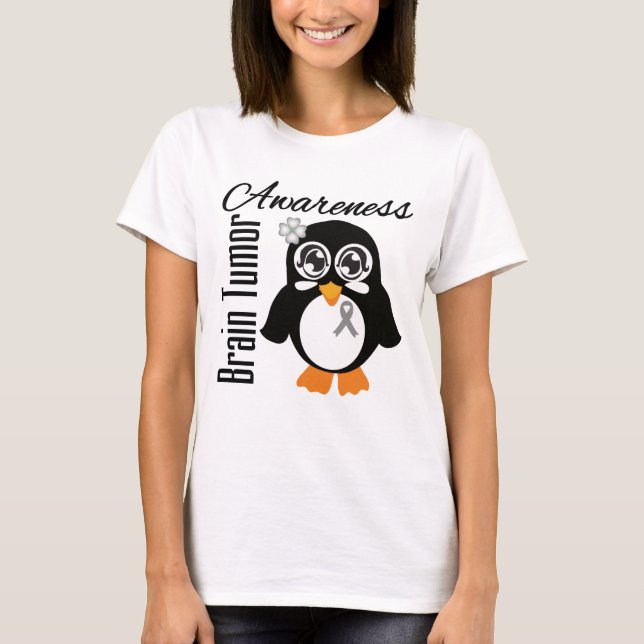 T-shirts Pinguim da consciência do tumor cerebral (Frente)