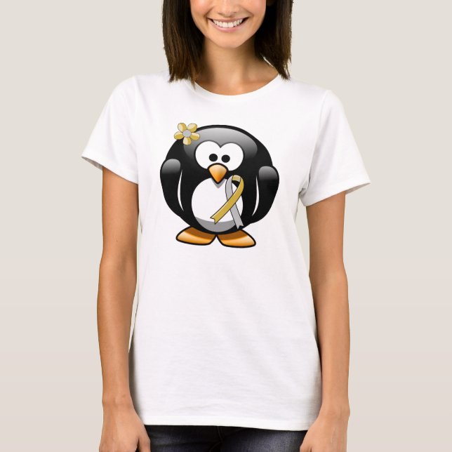 T-shirts Pinguim de Fita Dourada e Prata (Frente)