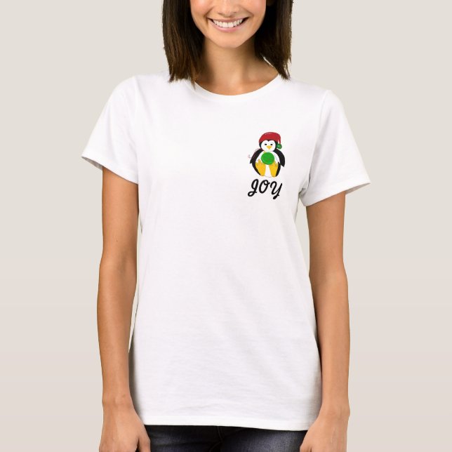 T-shirts Pinguim de Natal de Bebê Fofo - Alegria (Frente)