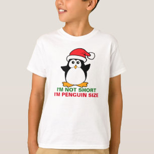 T-shirts Pinguim de Natal Não Sou Curto Sou do Tamanho dos 