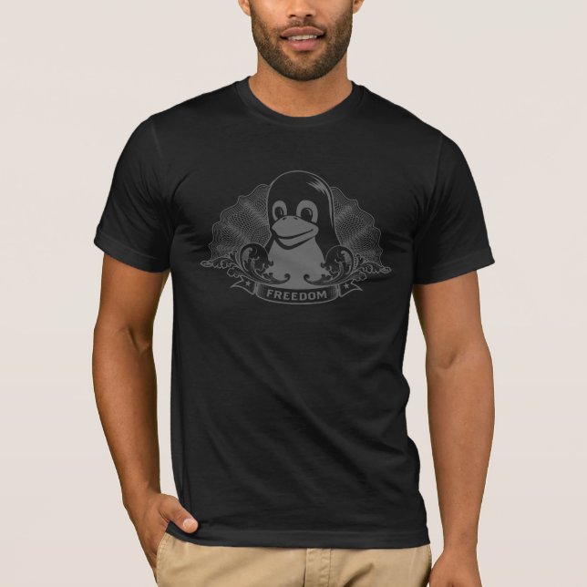 T-shirts Pinguim de Tux - (Linux, Open Source, Copyleft, (Frente)