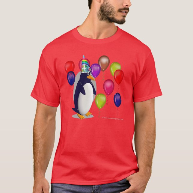 T-shirts pinguim do aniversário (Frente)