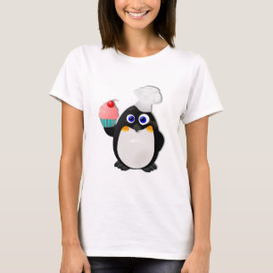 T-shirts Pinguim do padeiro com cupcake II