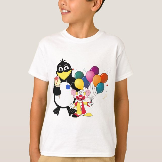 T-shirts Pinguim engraçado e desenho de palhaços (Frente)