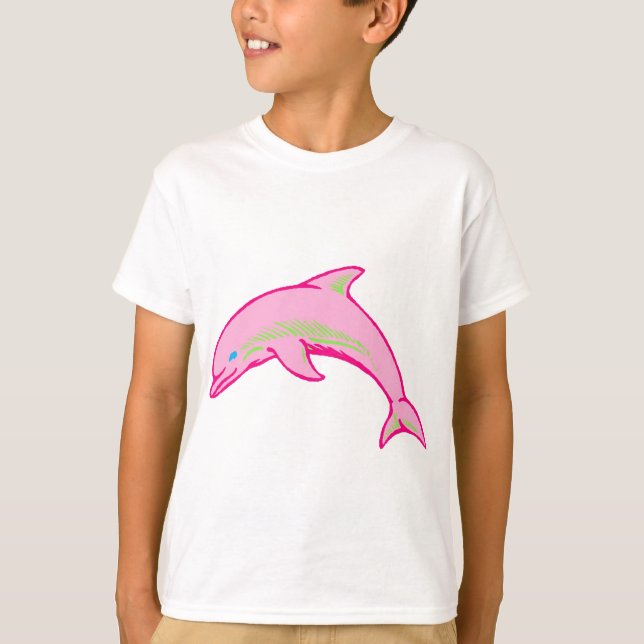 T-shirts Pink e verde de golfinho (Frente)