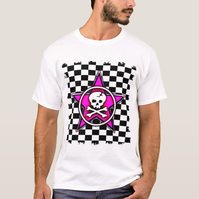T-shirts Pink Star Skull (Frente)
