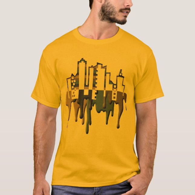 T-shirts pinte a SKYLINE do gotejamento (Frente)