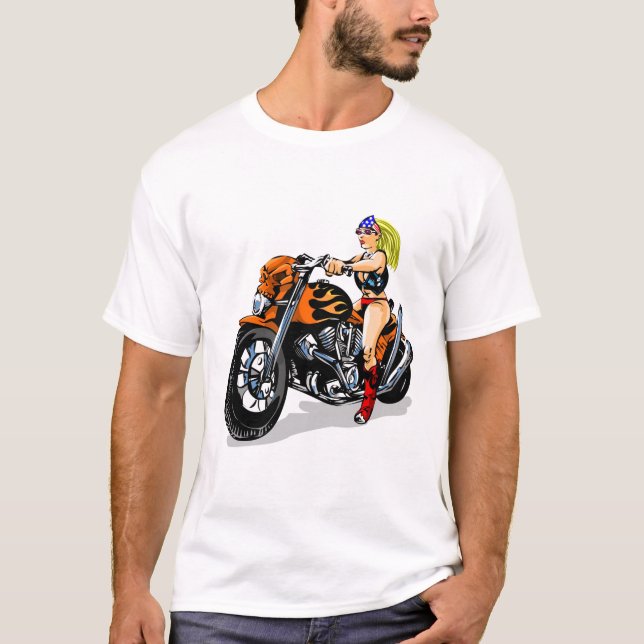 T-shirts Pintinho mau do motociclista da menina (Frente)