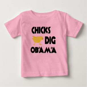 T-shirts Pintinhos Dig Obama Meninas de Leve Longa
