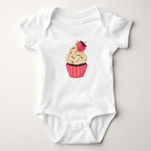 T-shirts Pintkles cor-de-rosa, Cupcake de morango