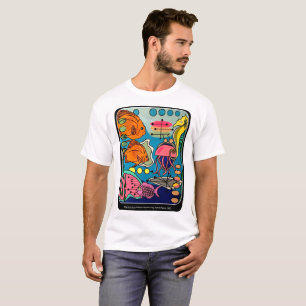 T-shirts Pintura "Aquática Moderna do Oceano Médio" em um