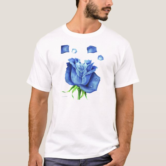 T-shirts Pintura da flor do rosa do azul - multi (Frente)