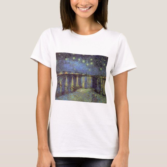 T-shirts Pintura da Noite Estrelada de Van Gogh (Frente)
