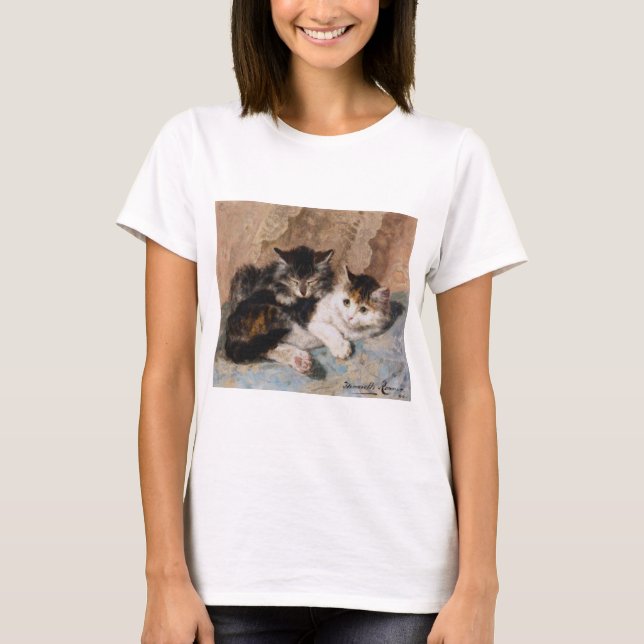T-shirts Pintura das belas artes do gatinho do gato e das (Frente)