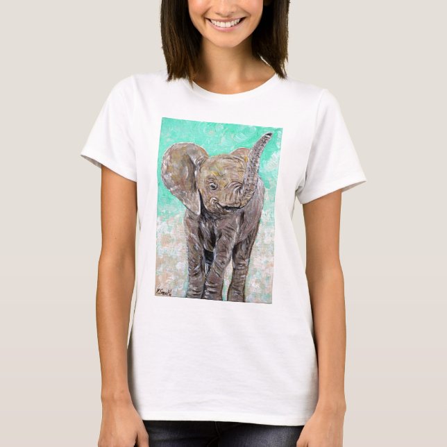 T-shirts Pintura de elefante bebê (Frente)