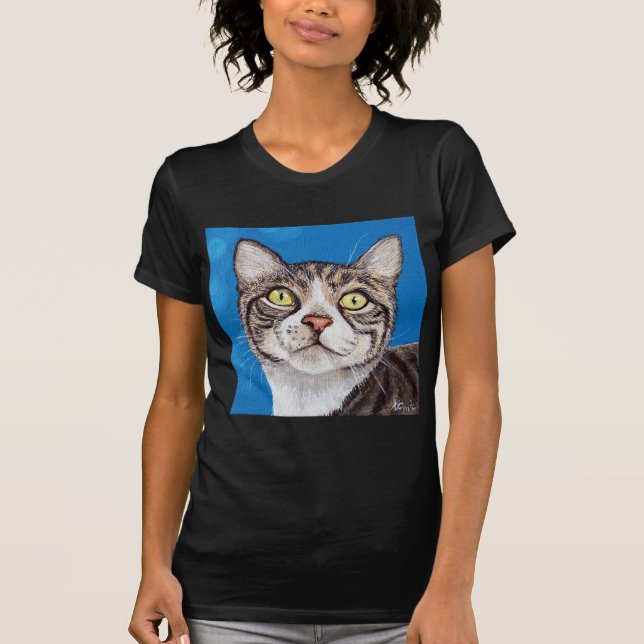 T-shirts Pintura de Gato Listrado (Frente)
