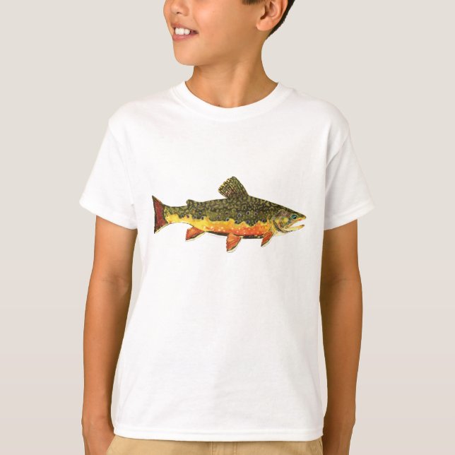 T-shirts Pintura de Peixes de Brook Trout (Frente)