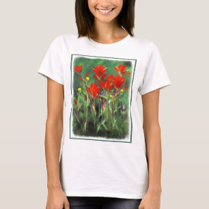 T-shirts Pintura de pincel indiano - Arte de flor original