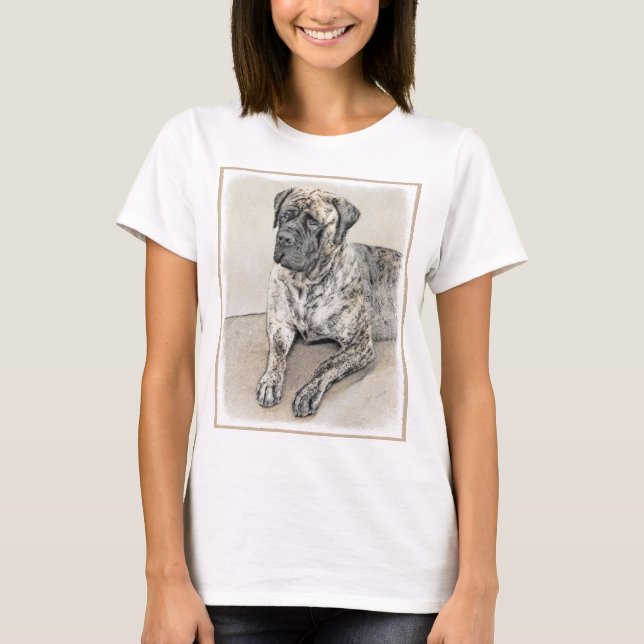 T-shirts Pintura do Mastiff Inglês (Brindle) - Arte Canina (Frente)