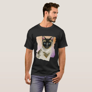 T-shirts Pintura elegante da aguarela do gato Siamese do