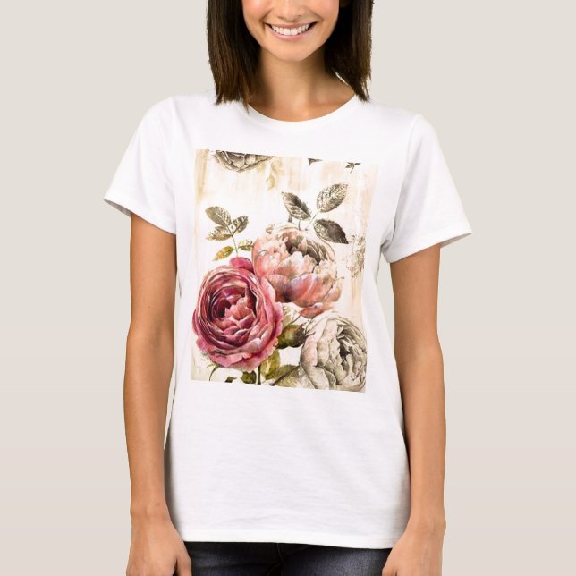 T-shirts Pintura floral do Victorian bonito (Frente)