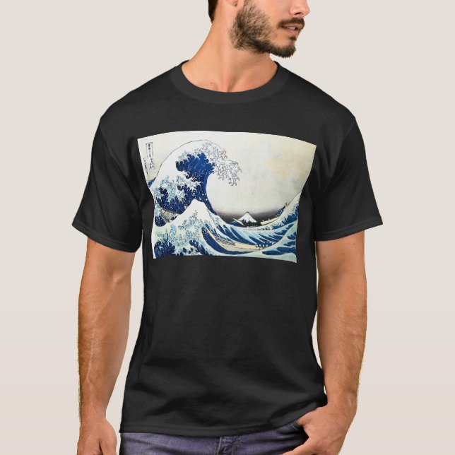 T-shirts "Pintura japonesa da grande onda" por Hokusai (Frente)