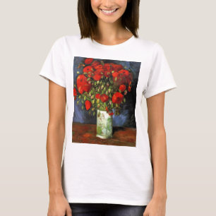 T-shirts Pintura Vintage Van Gogh Vaso de Flores em Flor