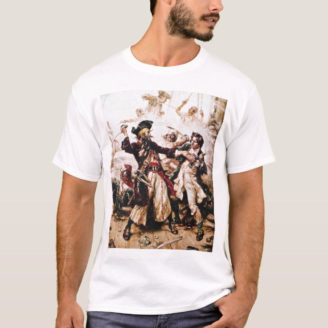 T-shirts Pirata Blackbeard capturado (Frente)