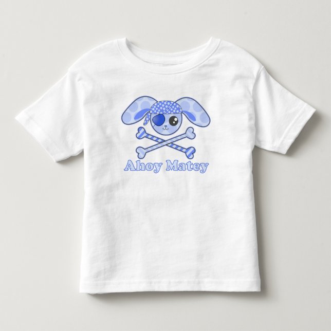 T-shirts Pirate Azul Kawaii Bunny (Frente)