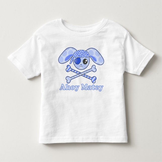 T-shirts Pirate Blue Kawaii Bunny (Frente)