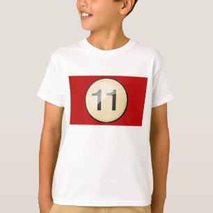 T-shirts Piscina Billiards Número 11. impressão frontal e