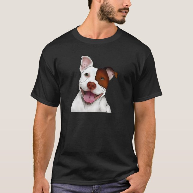 T-shirts Pitbull de sorriso feliz (Frente)