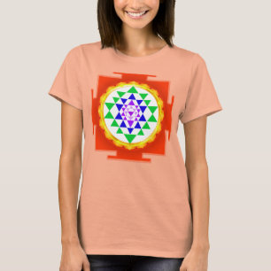 T-shirts PixDezines Sri Yantra Chakra Limpando/Brilho Laran