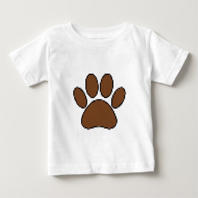 T-shirts Pixel Dog Paw Print (Frente)