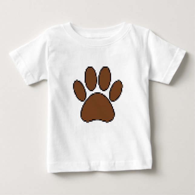 T-shirts Pixel Dog Paw Print (Frente)