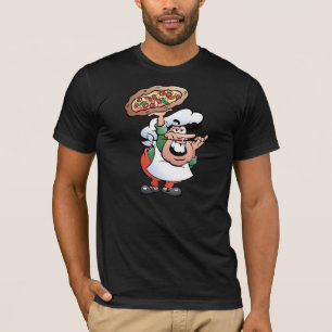T-shirts Pizza Chef Italiano Cartoon Clássico