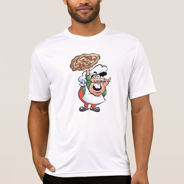 T-shirts Pizza Chef Italiano Desenho Animado Clássico (Frente)