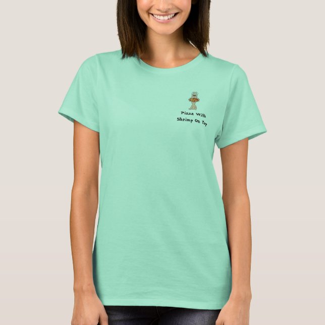 T-shirts Pizza com Camarão no Topo (Frente)