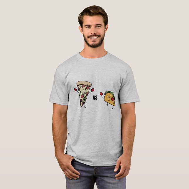 T-shirts Pizza de Pepperoni CONTRA o Taco: Mexicano contra (Frente Completa)