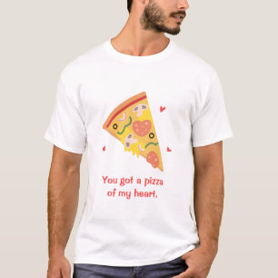 T-shirts Pizza Fofa do Meu Coração Humor Amor Pun