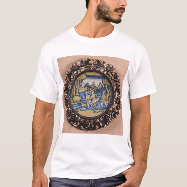 T-shirts Placa decorada com uma cena da caça (Frente)