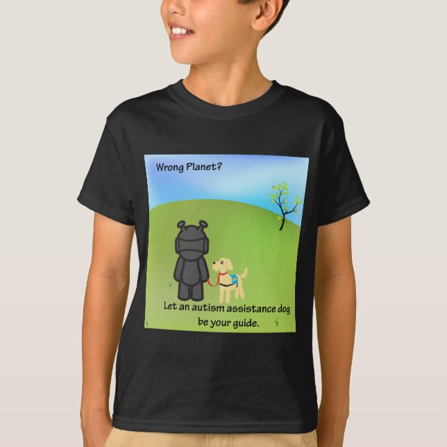 T-shirts Planeta errado? Cães do auxílio do autismo (Frente)