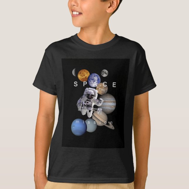 T-shirts planetas do sistema solar de missão espacial astro (Frente)