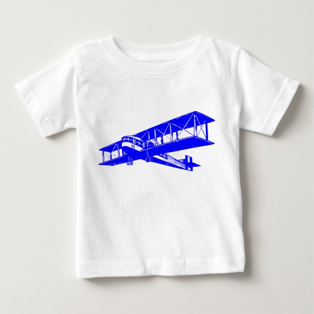 T-shirts Plano de Vintagem - Azul (Frente)