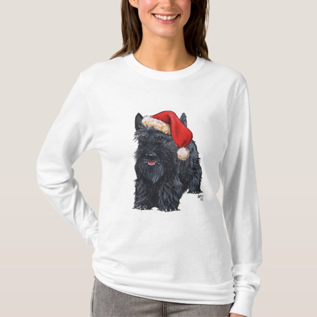 T-shirts Playful Scottie Christmas (Frente)
