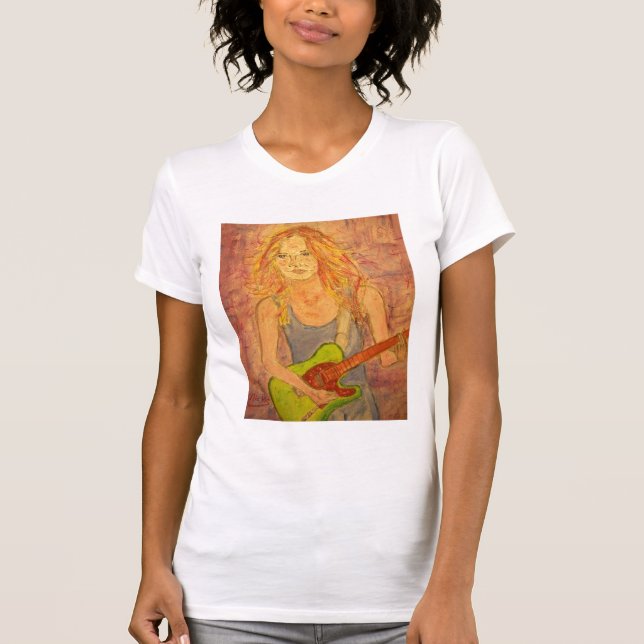 T-shirts playin popular da menina da rocha elétrico (Frente)