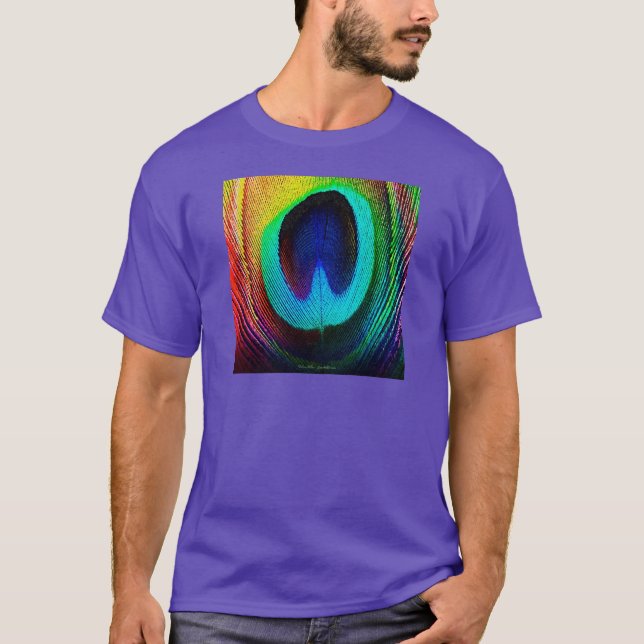 T-shirts Pluma de Pavão Vibrante (Frente)